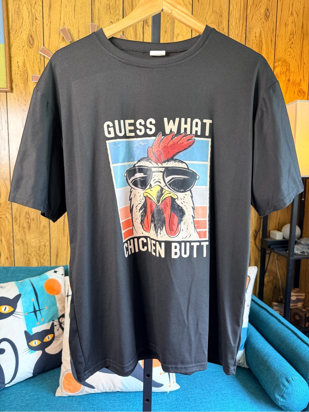 Black Graphic Tee - "Guess What Chicken Butt"